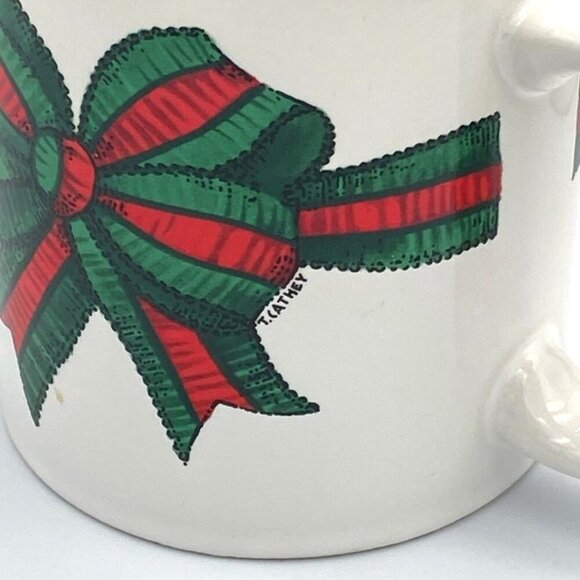 Vtg Potpourri Designs Coffee Mugs Set of 2 Bow Christmas Holiday 12 oz Japan - Picture 6 of 8